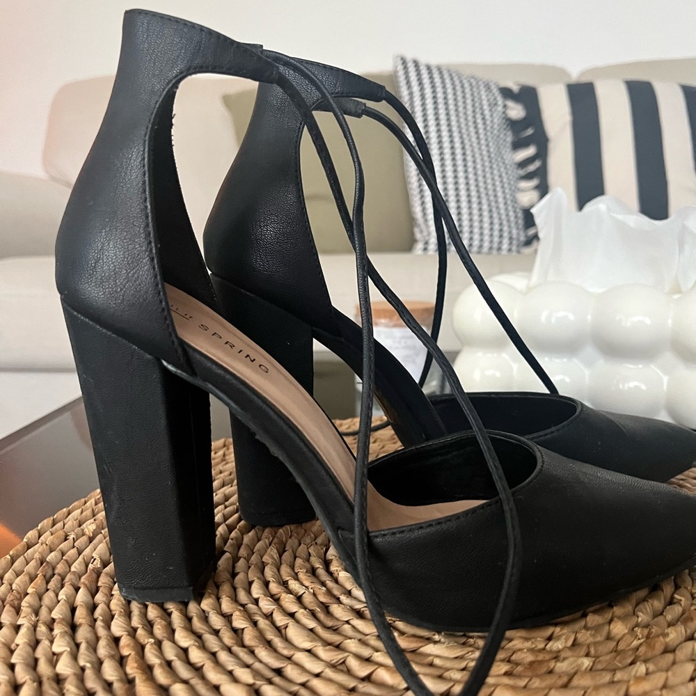 Call It Spring Black Lace-Up Heels
